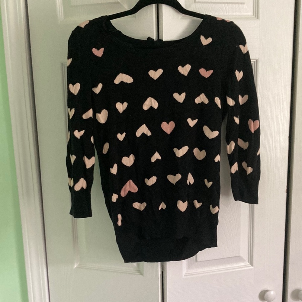 Lauren Conrad black and Pink Heart Sweater